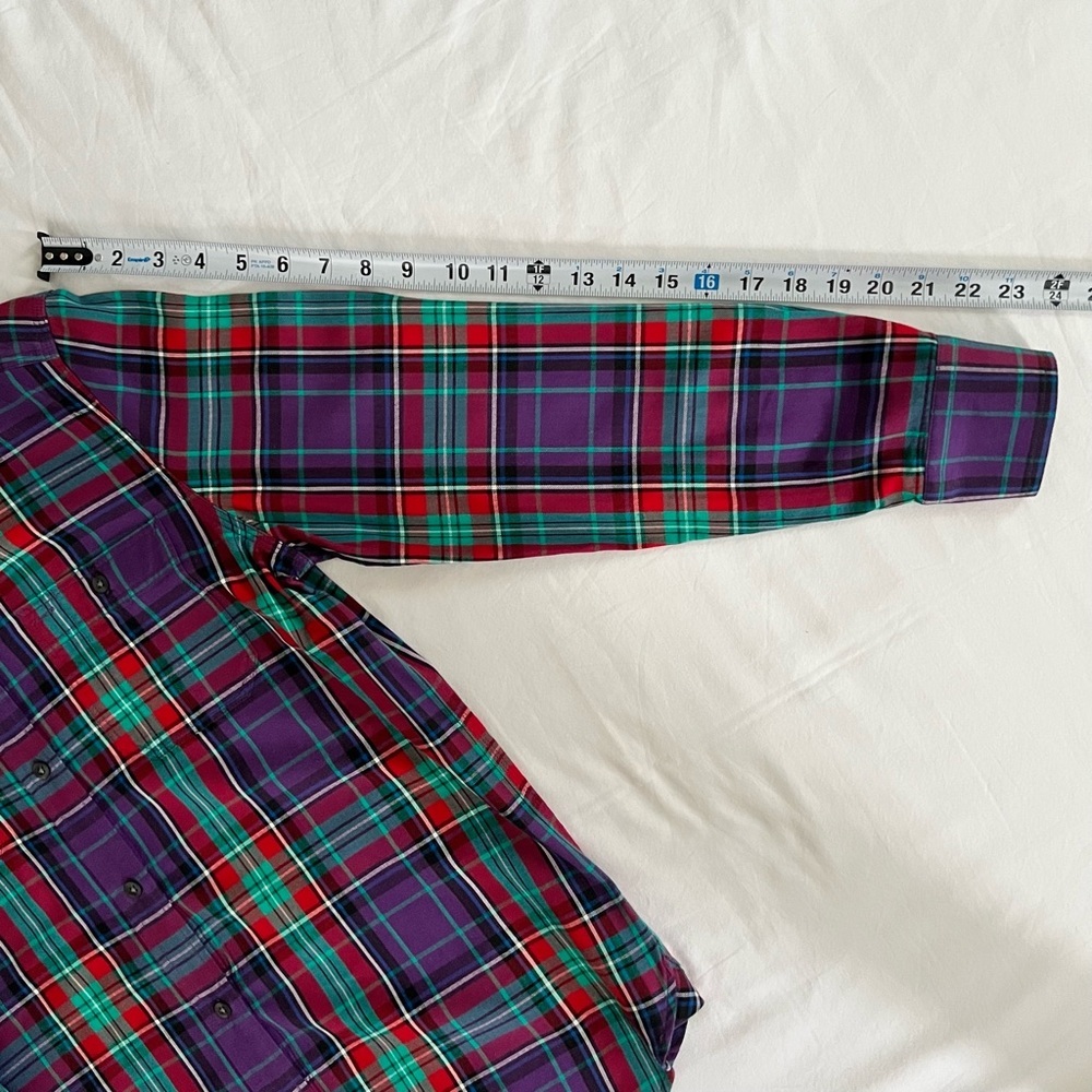 Lauren Ralph Lauren Women's Button Front Shirt Size M Purple Plaid Long Sleeve - Picture 9 of 9